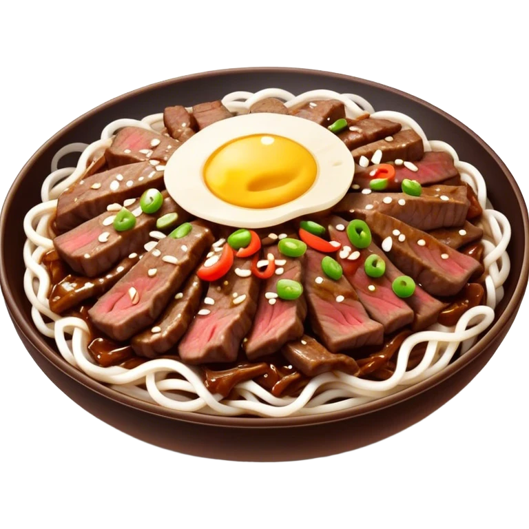 Bulgogi Cinematic Realistic Bulgogi Dish Emoji, depicted as thinly sliced, marinated beef stir-fried to perfection, rendered with dynamic textures and vibrant, appetizing lighting. emoji