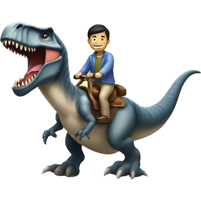  Asian Man riding a tyrannosaurus emoji