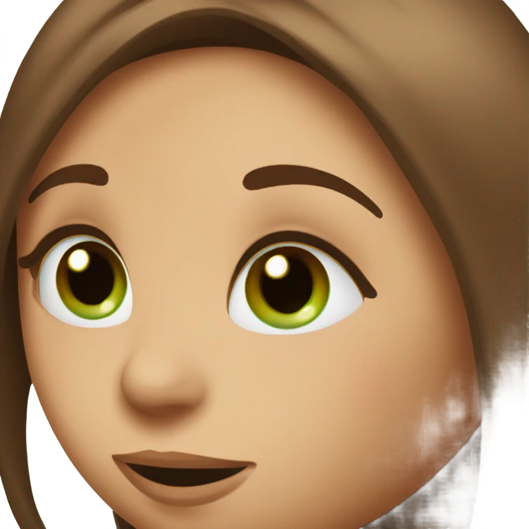 Pretty girl with green eyes and long brown straight hair blowing a kiss kiss emoji