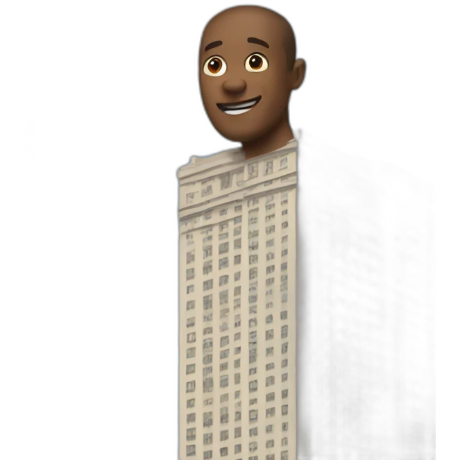 À man fluent into two big towers emoji
