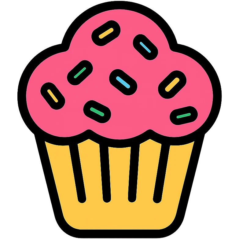 colorful cupcake icon with sprinkles emoji