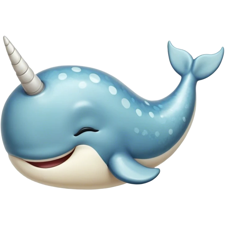 Meme-Worthy Cute Sleeping Narwhal Portrait Emoji, Head resting peacefully with a contented smile, showcasing a streamlined, mottled body with a softly spiraled ivory tusk and eyes gently closed in serene slumber, Simplified yet adorably endearing features, highly detailed, glowing with a soft, drowsy arctic light, high shine, relaxed and utterly lovable, stylized with an air of playful laziness, soft glowing outline, capturing the essence of a sleeping narwhal that feels destined to become the next viral icon of adorable rest! emoji