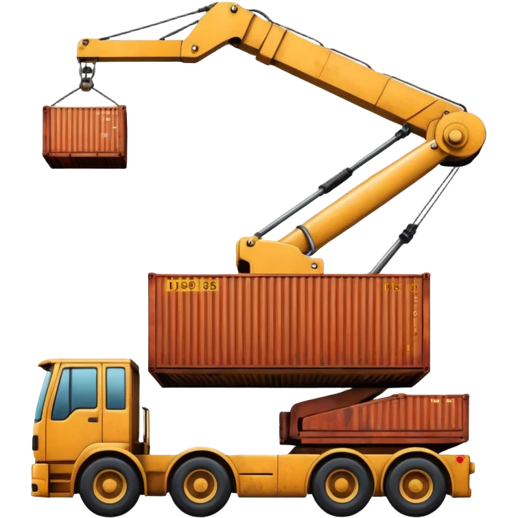 Container being lifted by a large machine, import. emoji