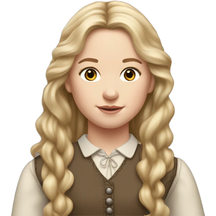 Grace ingalls with very long pale blonde hair and realistic and pretty and detailed emoji