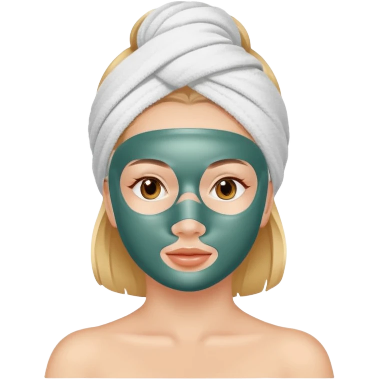 Lady with face mask spa beauty full face relaxing emoji