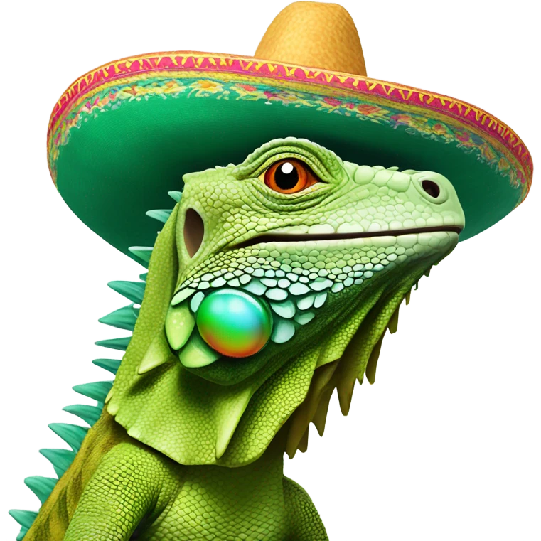 Iguana wearing a mexican sombrero emoji