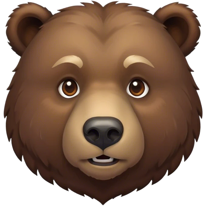 Cinematic Noble Grizzly Bear Portrait Emoji, Poised and regal, with a massive, powerful build and a thick, rugged deep brown fur, piercing deep-set soulful eyes, Simplified yet sharp and sophisticated features, highly detailed, glowing with a soft, dignified glow, high shine, intelligent and formidable, stylized with an air of untamed wilderness, focused and attentive, soft glowing outline, capturing the essence of a watchful and commanding guardian, so majestic it feels as though it could lumber out of the screen with effortless authority! emoji