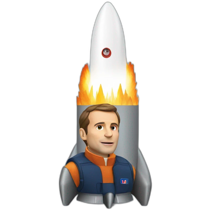 Macron in a rocket emoji