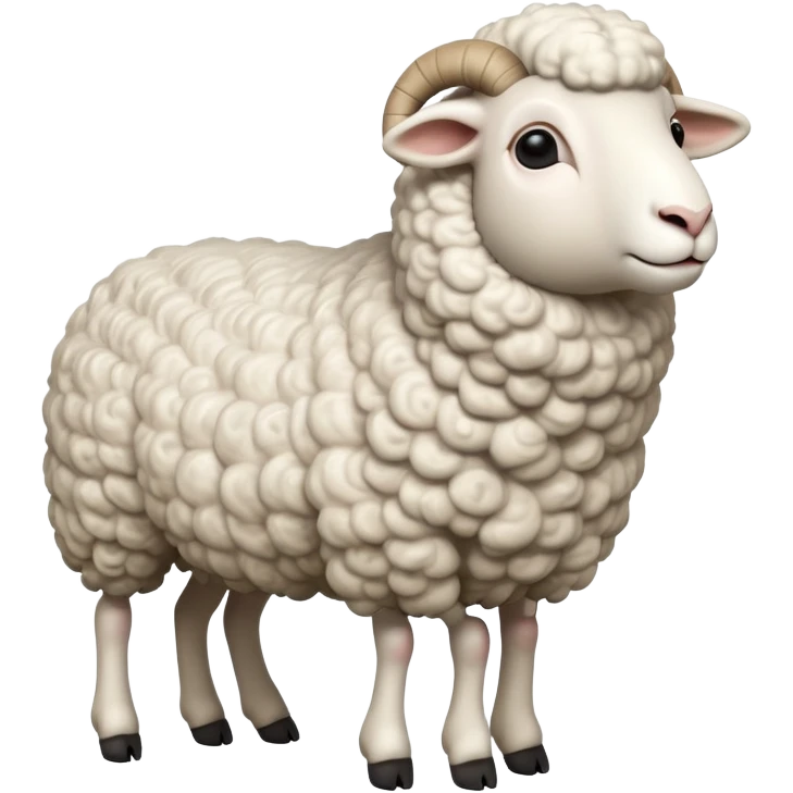 cinematic-[realistic sheep]-realistic-full-body-standing-emoji,-tail-flicking-lazily,-head-tilted-dramatically,-curly-[white]-fur,-simplified-yet-realistic-focused-features,-highly-detailed,-glowing-with-an-almost-sarcastic-glow emoji
