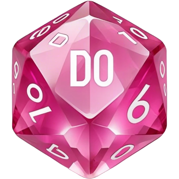  crystal gemstone d20 dice gold pink emoji