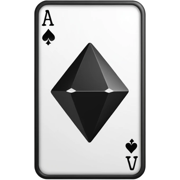 3d diamond shape matte black. diamond shape like on a playing card emoji