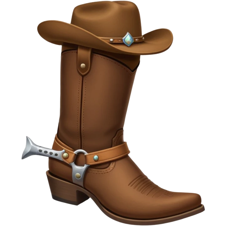 cowboy boot with spurs and a cowboy hat on top emoji