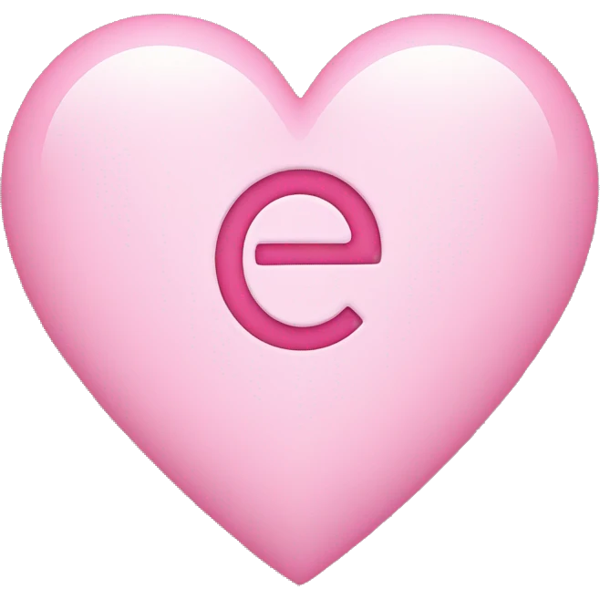 light pink heart with an E in the middle emoji