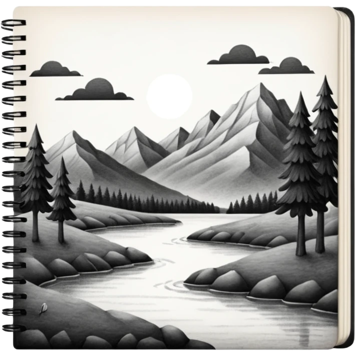 a pencil drawing in a notebook  emoji