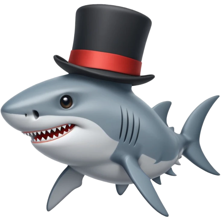 Shark with a top hat emoji