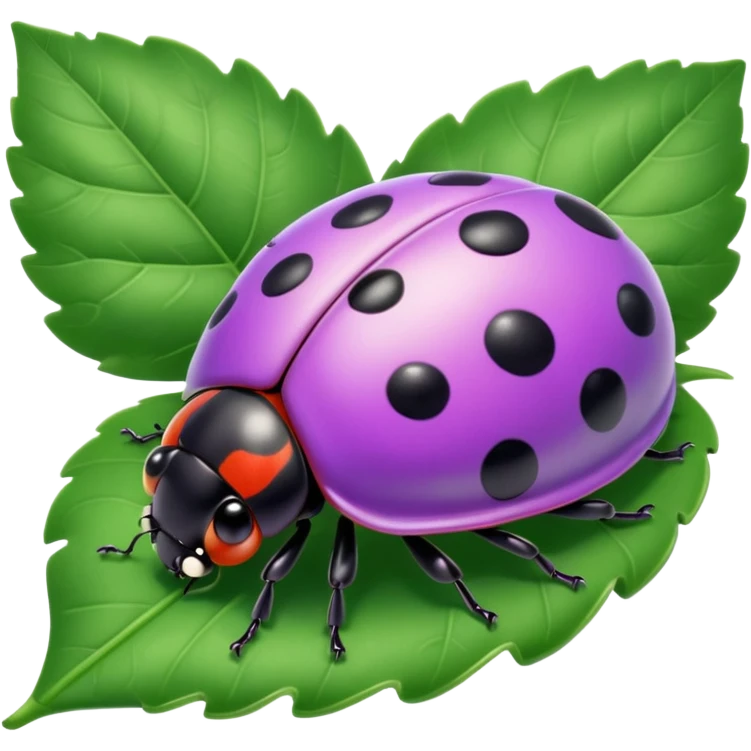 cute purple lady bug on leaf emoji