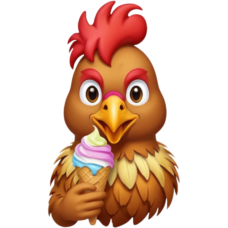 Rooster eating ice cream emoji