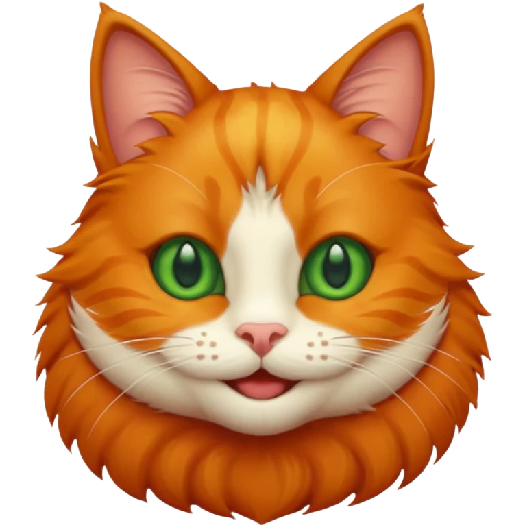 Нарисуй эмодзи для канала Юморкишас.Это веселый забавный рыжий кот с зелеными глазами emoji
