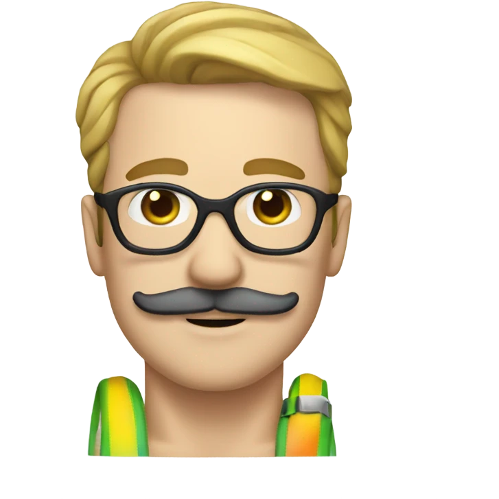 Gay white man with mustache and snorkel emoji