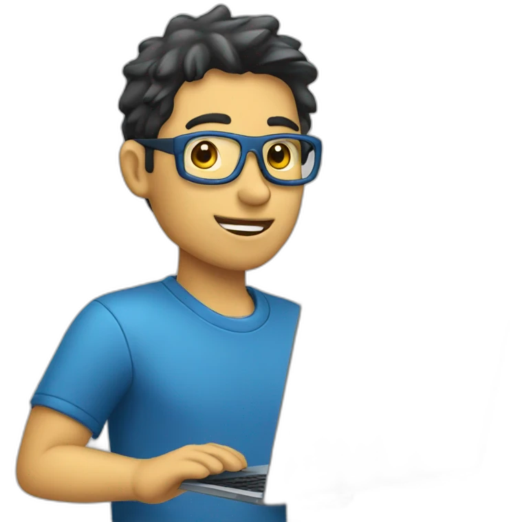 a system engineer using his anime blue laptop emoji