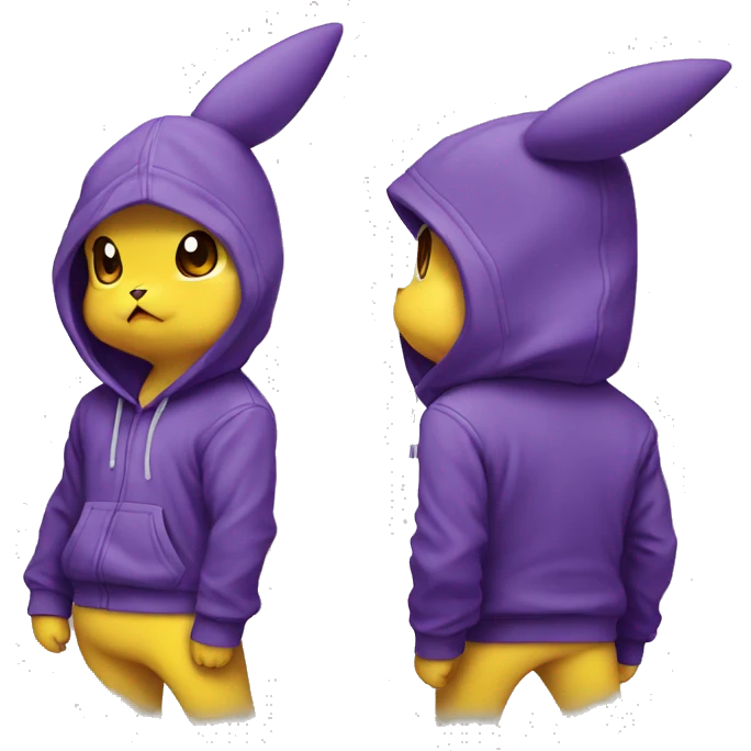 Angry pikachu wearing purple hoodie emoji