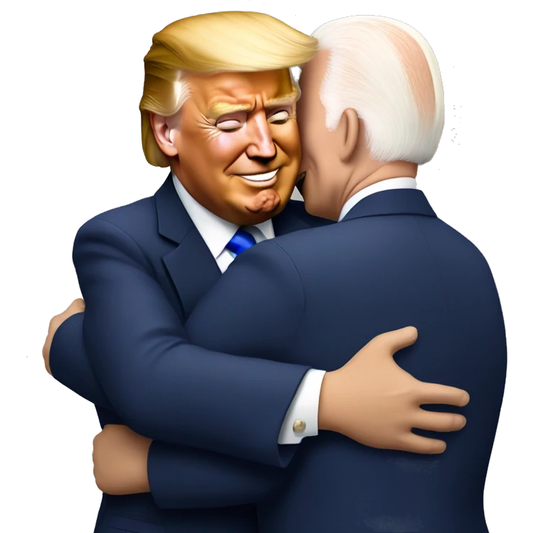 realistic donald trump and joe biden hugging emoji