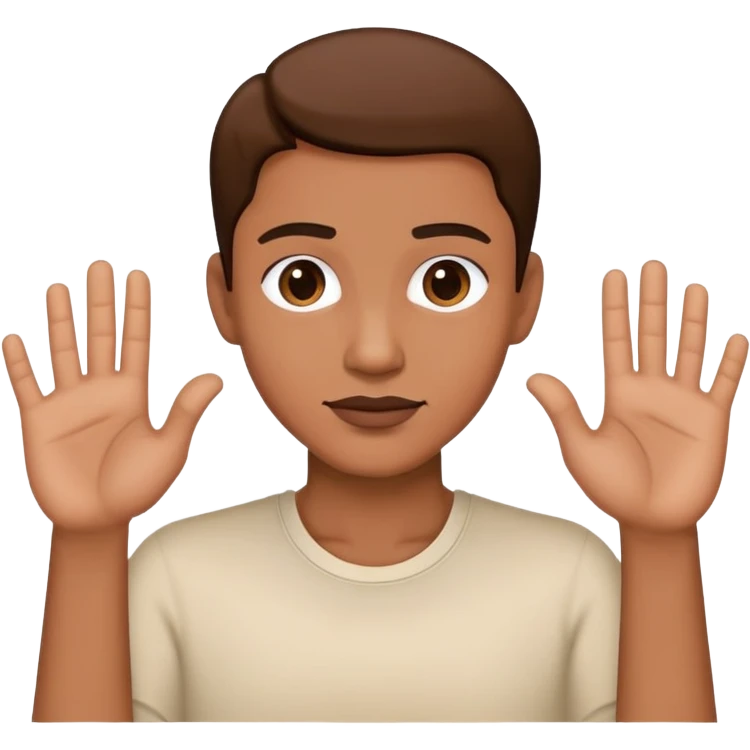 Celebrity with both hands placed down gripping an edge, isolated figure with no background elements emoji