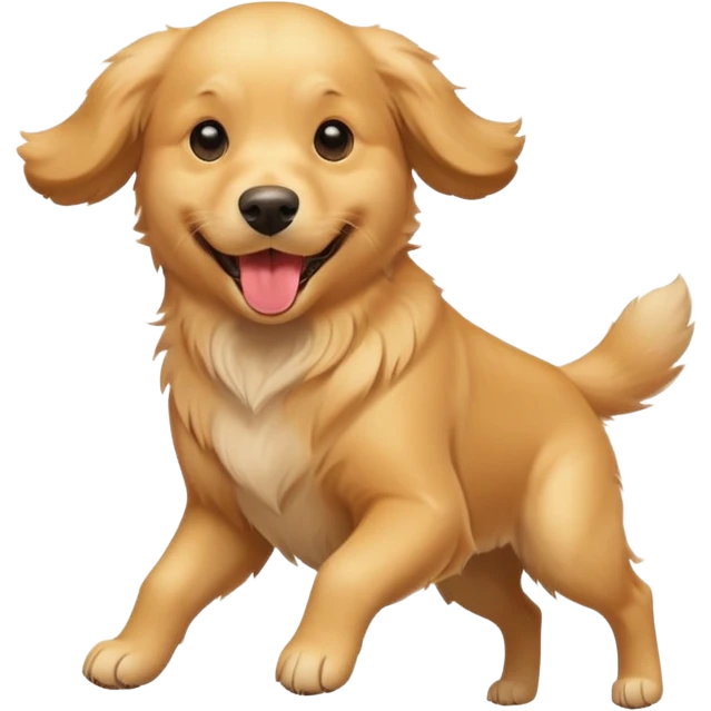happy golden retriever with frisbee in mouth emoji