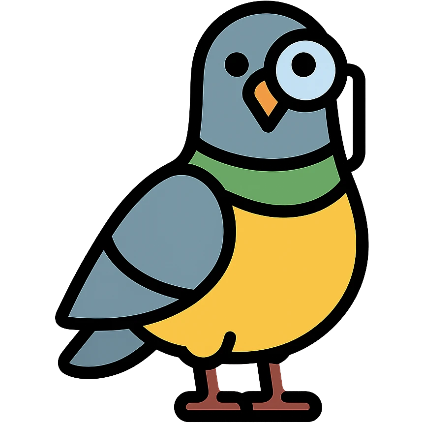 color outline icon of a spy pigeon with a monocle emoji