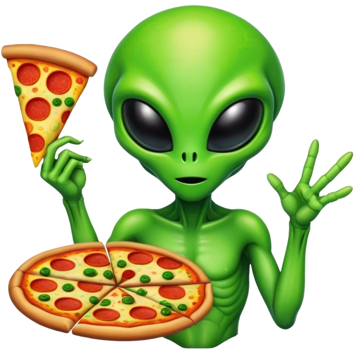 Alien with weed and pizza emoji