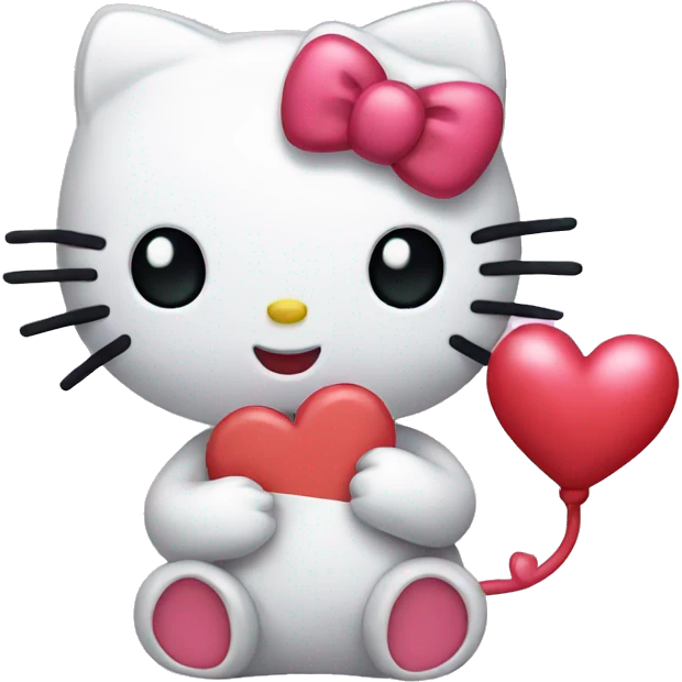 hello kitty holding a heart emoji