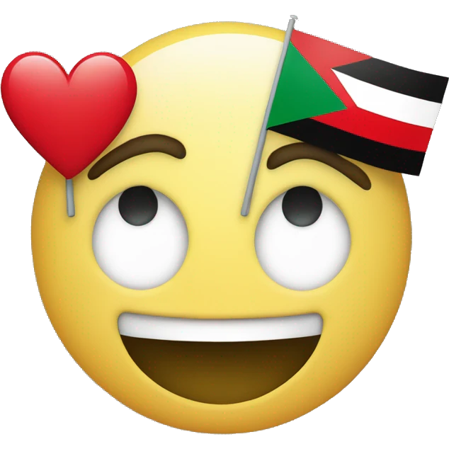 Smiley with hearts eyes and palestine flag emoji