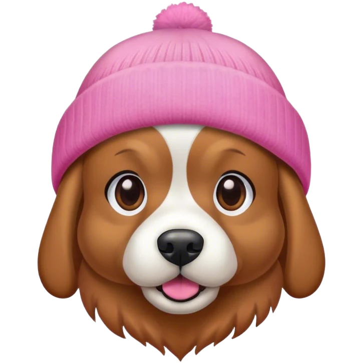 dog wearing a pink beanie emoji
