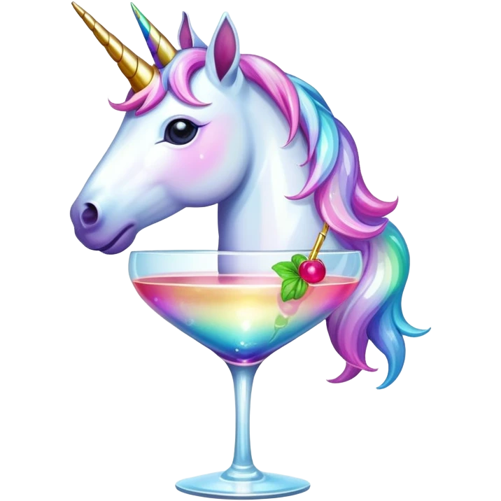 Unicorn drinking alcohol  emoji