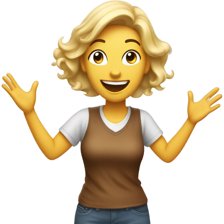 excited woman face with excited face and excited hands emoji
