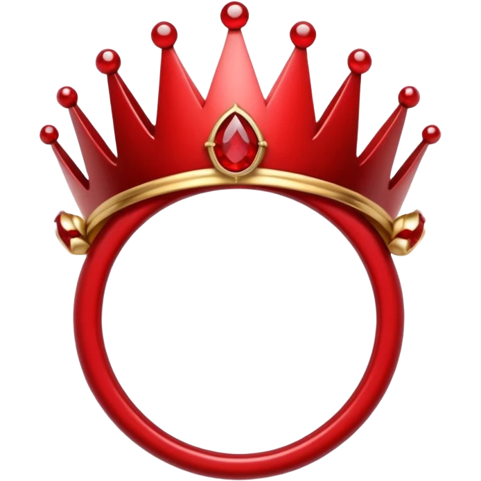 couronne en or à 3 pointes avec un énorme rubis au centre en cabochon emoji