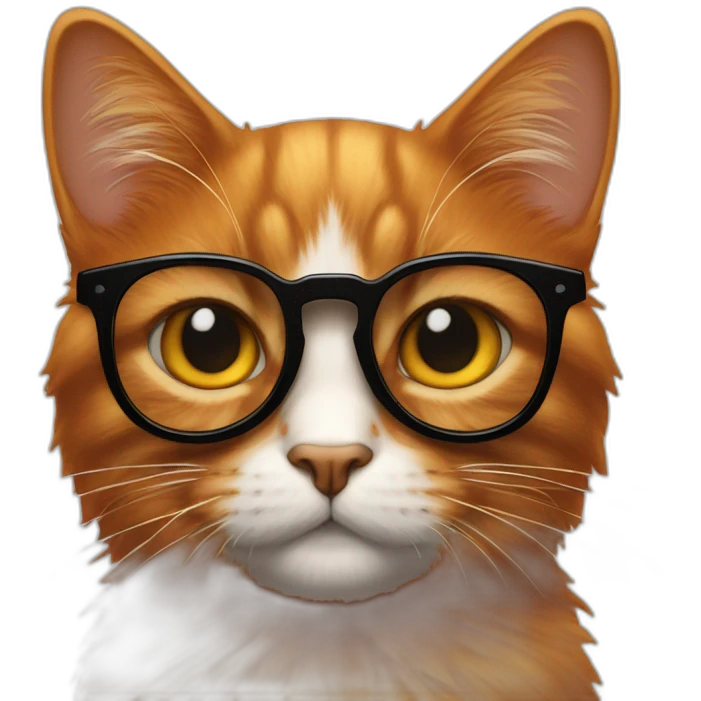 Un chat tout roux avec des lunettes de soleil noire sans qu'on puisse voir ses yeux emoji