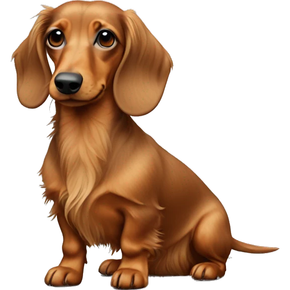 Fawn long haired Dachshund full body emoji