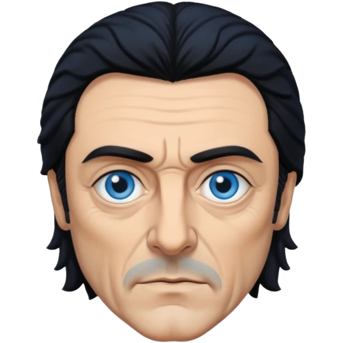Ian McShane with blue eyes, black hair emoji