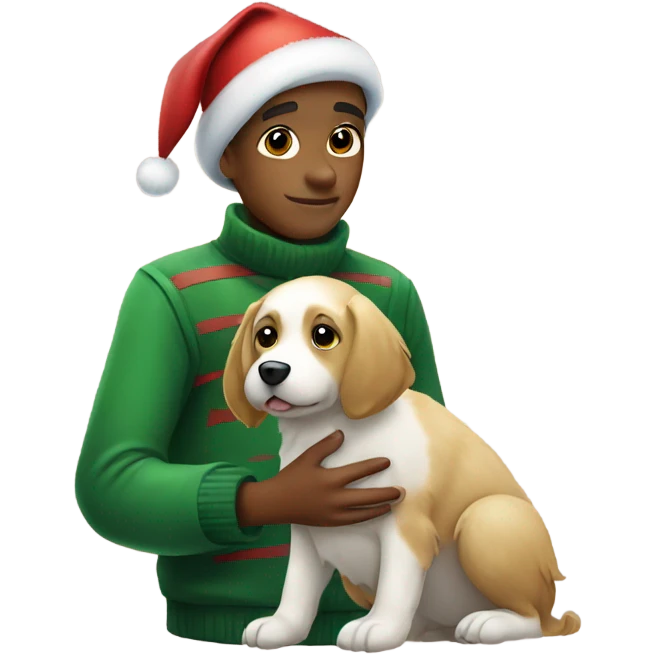 Christmas boy with a dog kakapo emoji