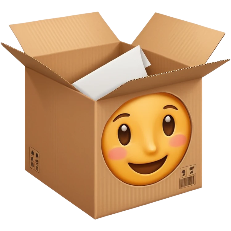 carton box, slightly open, paper peeking out emoji
