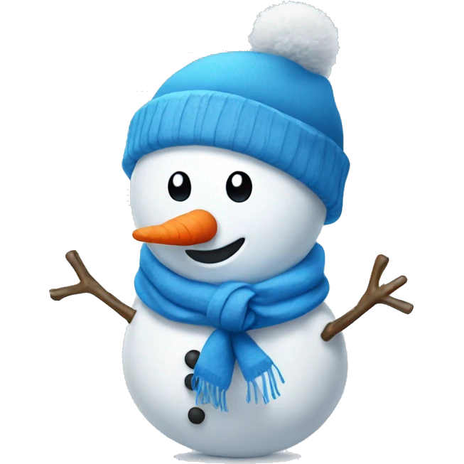 Snowman with a blue Santa hat and blue scarf emoji