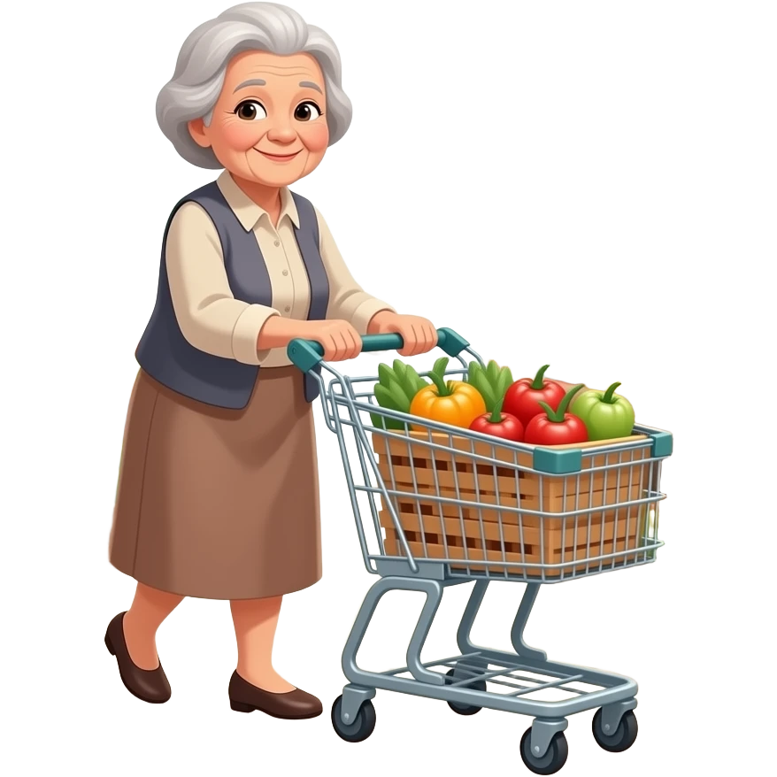 old woman Pushing Trolley emoji