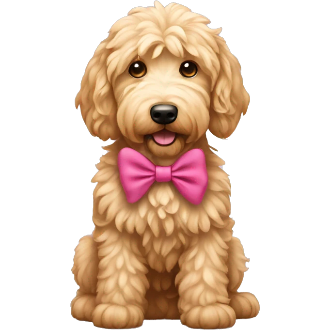 Goldendoodle with bow emoji