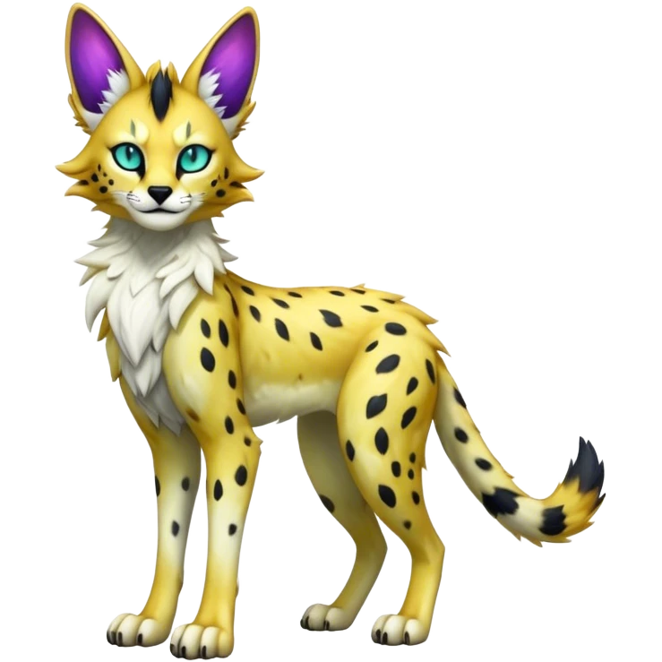Epic Edgy Colorful ethereal eldritch Sergal-Serval-Vernid full body emoji