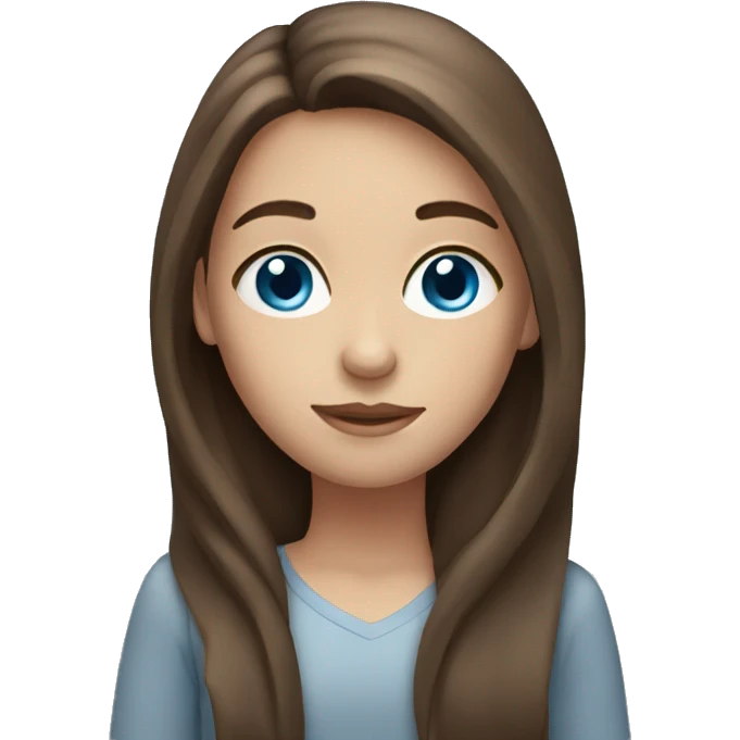 girl with long brown hair, blue eyes emoji