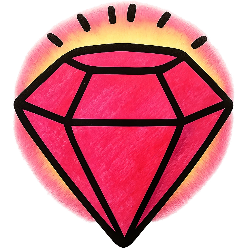 a faceted red ruby, stylized, with a soft glow emoji