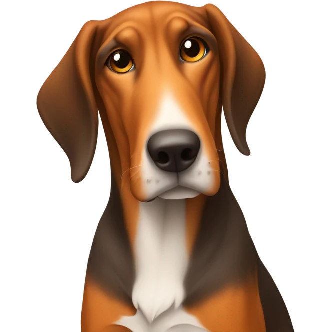 A brown hound dog sitting next to an orange fox  emoji