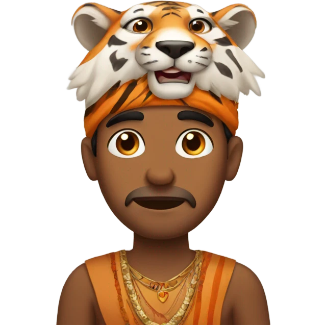 Indian man with tiger paw on head emoji