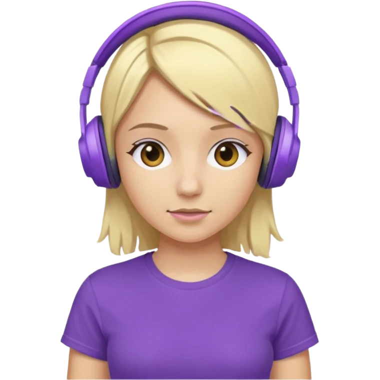 blonde girl with purple headphones and tshirt  emoji